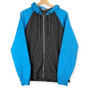 Threads 4 Thought Raglan Zip Hoodie Men’s Medium Gray Blue Organic Cotton Blend